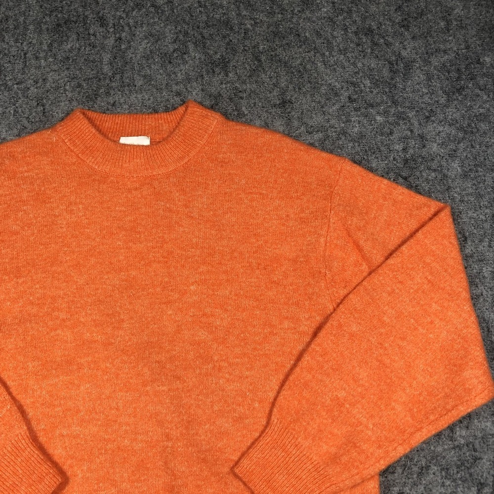 H&M Sweater Womens XS Orange Crewneck Tight Knit Pullover Stretch Long Sleeve - Picture 4 of 16
